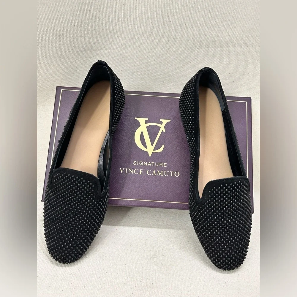 Vince Camuto Women's Black Studded Flats